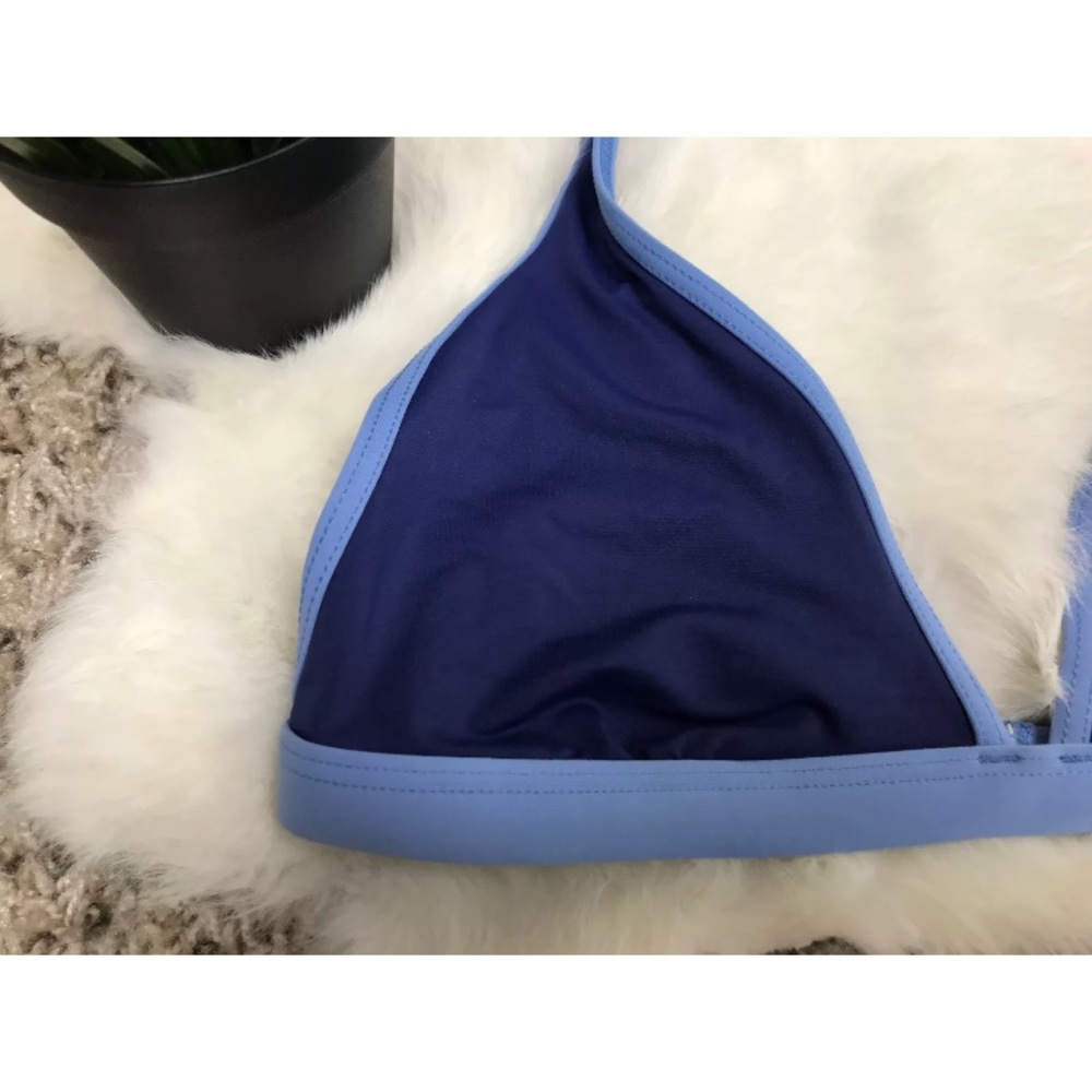 Ralph Lauren Bikini Top Lined Halter Blue Sz 12 - Picture 2 of 5